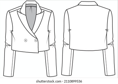 NOTCH COLLAR CROP BODY DOUBLE BLAZER DE LACTANCIA PARA MUJERES EMPRESARIAS UTILIZADAS EN ARCHIVO DE VECTOR EDITORIAL