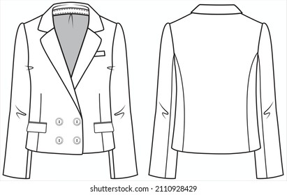 NOTCH COLLAR DOBLE BLAZER DE FRENOS DE RELAX PARA MUJERES EMPRESARIAS UTILIZADAS EN ARCHIVO DE VECTOR EDITORIAL