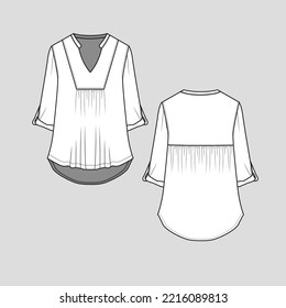 Womens Shirt Blouse Fashion Flat Sketch Stock Vector (Royalty Free)  1740298427