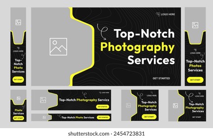 To notch photography services offer bundle banner design for social media post, photo shoot web set banner design, fully editable vector eps 10 file format