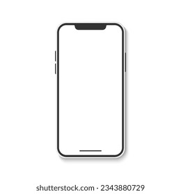 Notch Smartphone Realistic White Mobile Device Shadow Mockup Vector Illustration