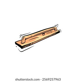 Notch trowel drawing in cartoon comic style. Vector illustration art.