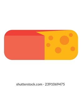 notched head of cheese in a red shell, flat, isolated object on a white background, vector illustration, eps