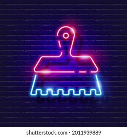 Notched Putty knife neon icon. Vector illustration for design. Repair tool glowing sign. Construction tools concept.