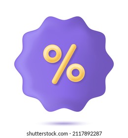 Notched stamp 3d with percent icon