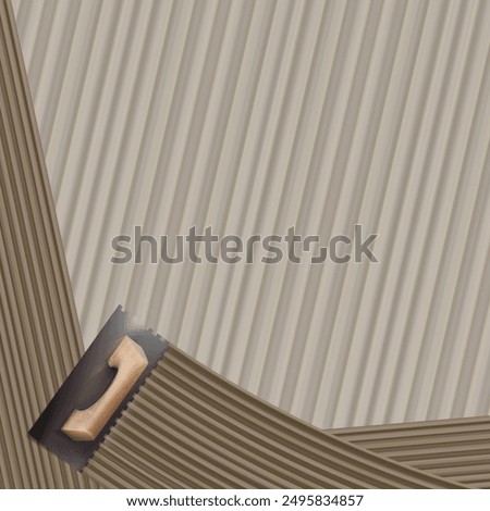 Notched trowel. Glue for tiles. Vector illustration