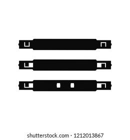 Notches on the top surface of the Compact Cassettes, which indicate their types with write-protect notches. View from above.