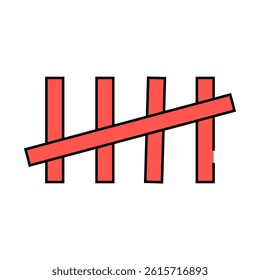notches prisoner line icon vector. notches prisoner sign. isolated symbol illustration