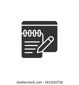 Note app icon, solid style.
Take notes on sheet icon. Element of journalist mobile conceptand web apps illustratio. Vector illustration. Design on white background. EPS 10