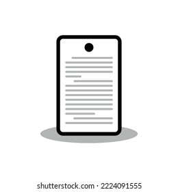 note, article online on mobile. vector illustration isolated in flat style.