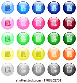 Nota iconos de adjuntos en conjunto de 25 botones esféricos brillante de color