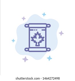 Note, Autumn, Canada, Leaf Blue Icon on Abstract Cloud Background. Vector Icon Template background
