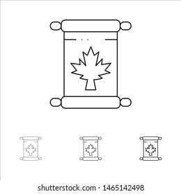 Note, Autumn, Canada, Leaf Bold and thin black line icon set. Vector Icon Template background