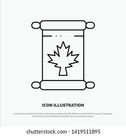 Note, Autumn, Canada, Leaf Line Icon Vector