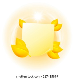 Note with autumn leaves. Label with place for text. EPS10 vector.