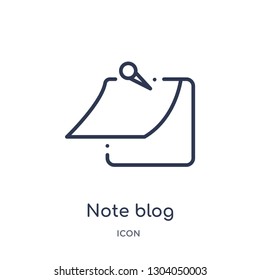 note blog icon from user interface outline collection. Thin line note blog icon isolated on white background.