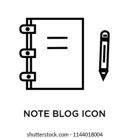Note Blog icon vector isolated on white background for your web and mobile app design, Note Blog logo concept