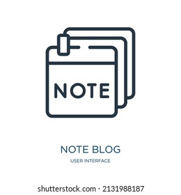 note blog thin line icon. text, blog linear icons from user interface concept isolated outline sign. Vector illustration symbol element for web design and apps.