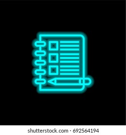 Note blue glowing neon ui ux icon. Glowing sign logo vector