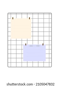 note board wire grid. two note papers plain natural lines
