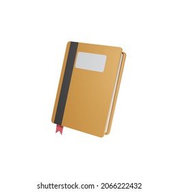 icono de ilustración 3d del libro de notas amarillo