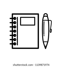 note book and ballpoint icon vector