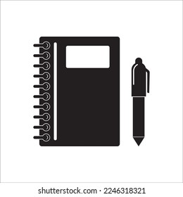note book and ballpoint icon vector