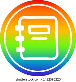 note book circular icon with rainbow gradient finish