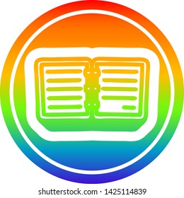 note book circular icon with rainbow gradient finish