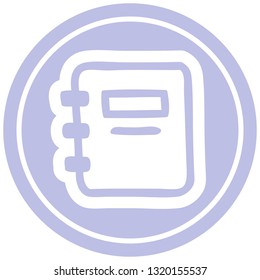 símbolo de icono circular del libro de notas