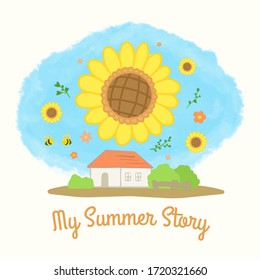 A note book cover about sunflower and hometown 