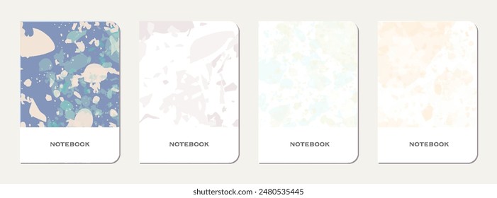 Note book cover design. Terrazzo abstract background made of natural stones, granite, quartz and marble. Venetian terrazzo texture note book template.