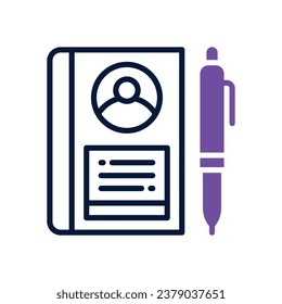 icono de doble tono del libro de notas. icono vector para tu sitio web, móvil, presentación y diseño de logotipo.