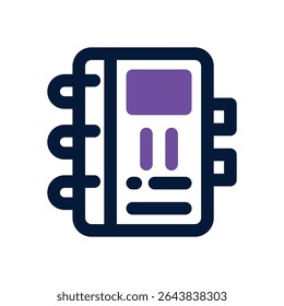note book duotone icon. Sleek and modern vector icon for websites, mobile apps, marketing materials, and corporate design. Fully scalable and ready to use.