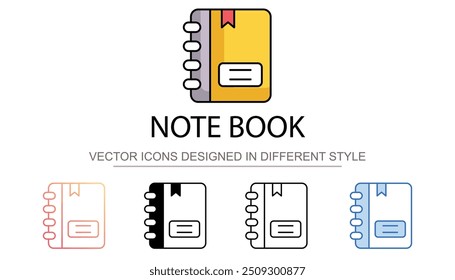 Note Book-Symboldesign auf weißem Hintergrund, Stockgrafik
