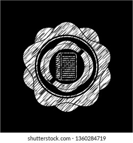 note book icon drawn chalk emblem, retro style, chalk or chalkboard texture