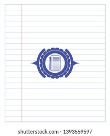 note book icon drawn with pen. Blue ink. Vector Illustration. Detailed.