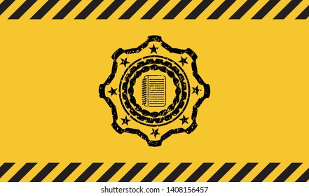 note book icon grunge warning sign emblem. Vector Illustration. Detailed.
