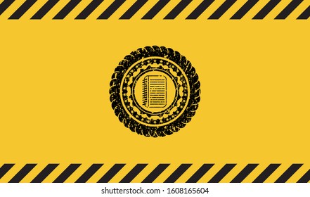 note book icon grunge warning sign emblem. Vector Illustration. Detailed.