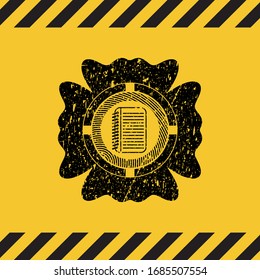 note book icon grunge warning sign emblem. Vector Illustration. Detailed.