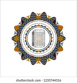 note book icon inside arabesque emblem. arabic decoration.