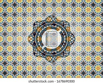 icono del libro de notas en el fondo de la placa árabe. Decoración árabe.