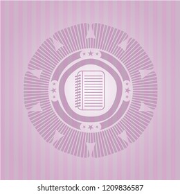 note book icon inside badge with pink background
