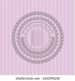 note book icon inside badge with pink background