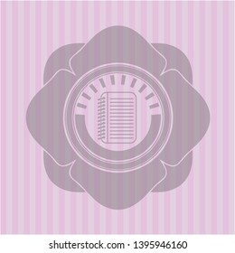 note book icon inside badge with pink background