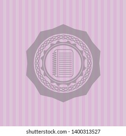 note book icon inside badge with pink background