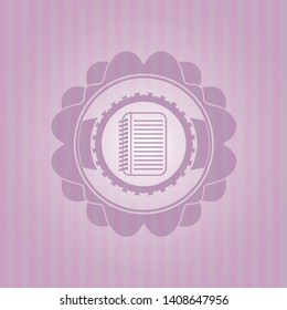 note book icon inside badge with pink background