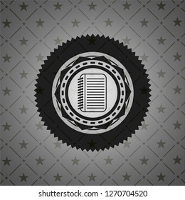 note book icon inside black emblem. Vintage.