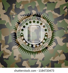 note book icon inside camouflage texture