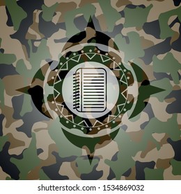 note book icon inside camouflage texture